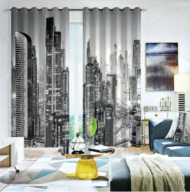 

Window city 3D Curtain Living Room Modern Home Goods Window Treatments Polyester Printed 3d Curtains For Bedroom