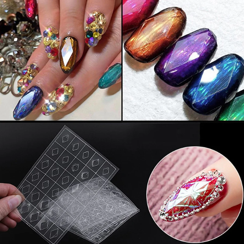 NEW 1 Sheet Nail Gem Stone Stencil Guides Mold 3D Hollow Stickers Diamonds Plastic Sequins For Nail Decals