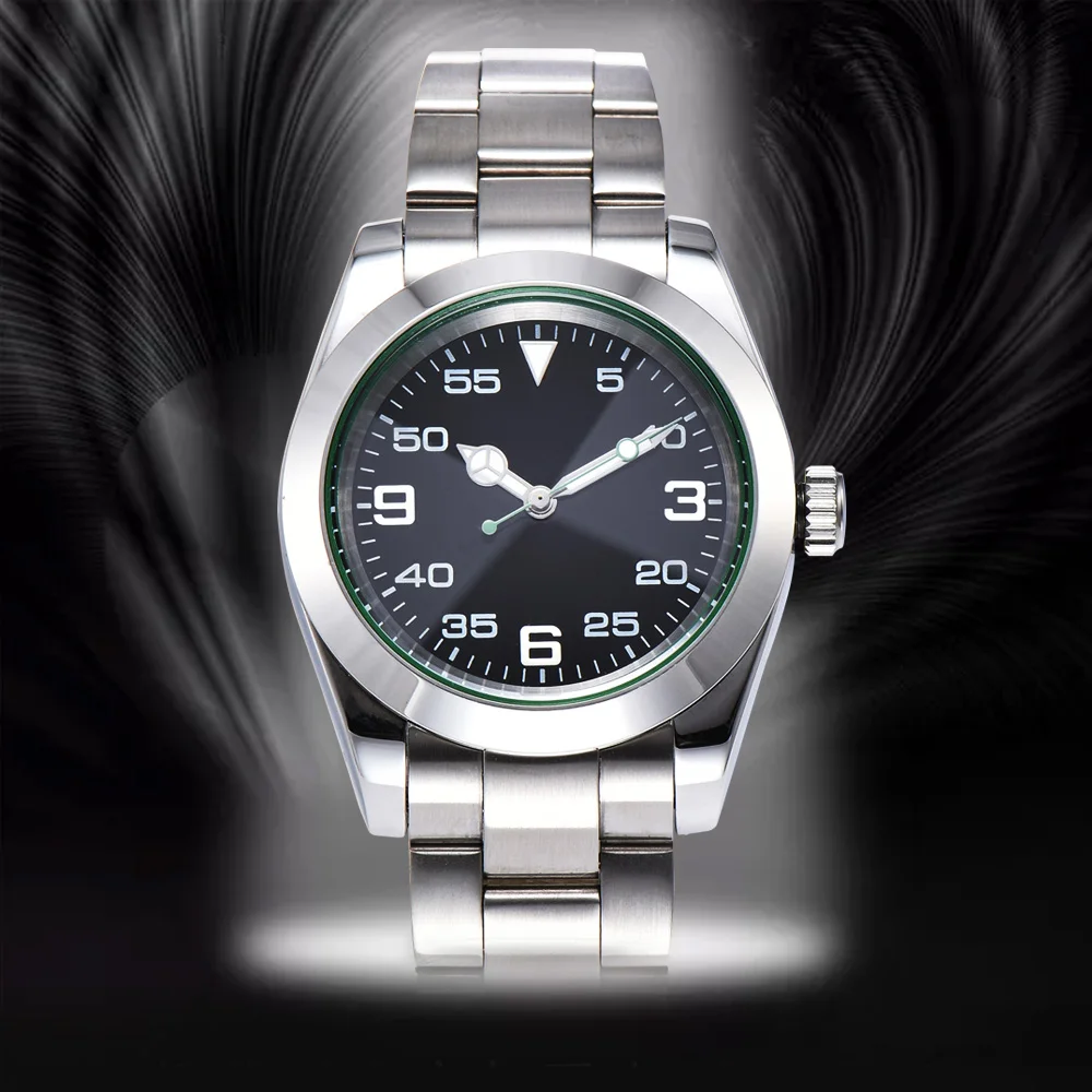 

AIK Watch men's 40mm black dial automatic movement solid back cover luminous hand 316L stainless steel bracelet Z225-1