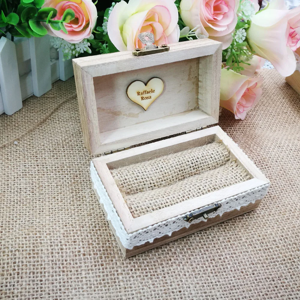 Personalized Retro Rustic Wedding Ring Box Custom Name Ring Box Rustic Ring Bearer Box Wedding Ring Holder4