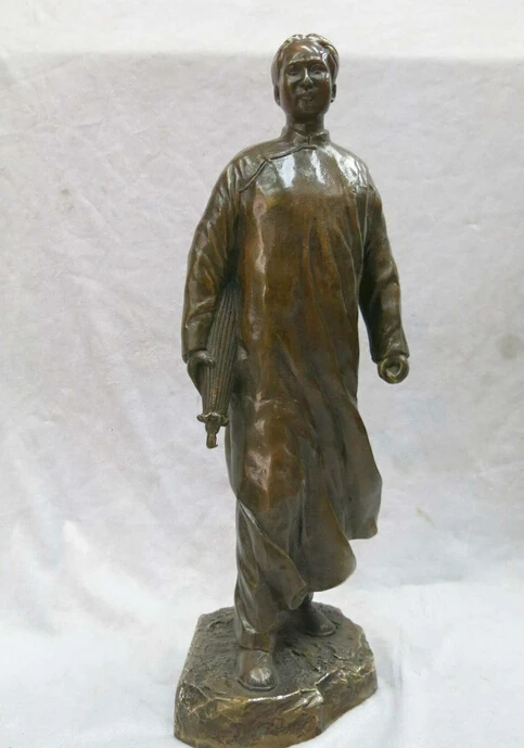 

16" China copper brass carved beautiful Mao Zedong president Sculpture Statue