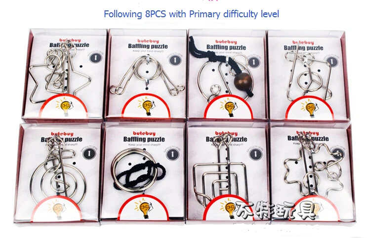 NEW Arrival 24PCS/Set IQ Metal Wire Puzzle Magic Mind Brain teaser Puzzles Game Toys for Adults Children Kids