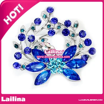 

fashionable bule crystal and rhinestone brooch flower accessory for bridal decoration