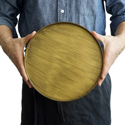 Enipate Винтажный Золотой поднос металлическая круглая пластина Классическая старая бронзовая тарелка для закусок украшение дома реквизит для фотосъемки