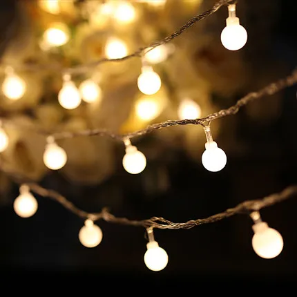  10m long Christmas led lantern flasher lamp set with lights end plug bedroom decoration round ball  - 330761020