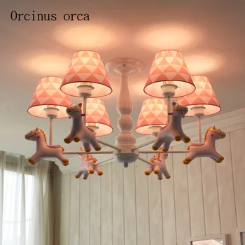 

American cartoon creativity pony chandelier boys and girls bedroom children room lights Nordic pastoral animal Chandelier