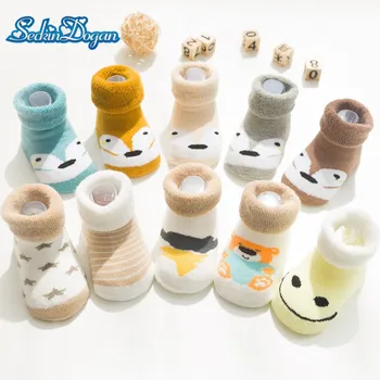 

SeckinDogan 5 Pair Baby Socks Cartoon Cute Newborn Socks Fox Bear Animal Toddler Socks Non-slip Infant Baby Boy Girl Socks