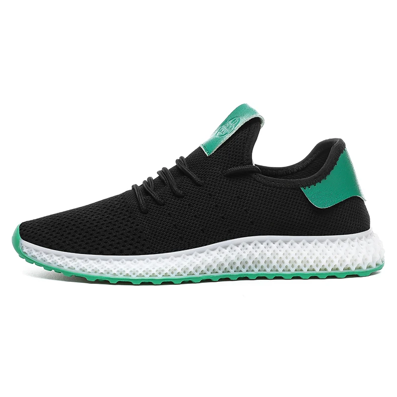 Новые летние белый зеленый Для мужчин кроссовки легкие Для мужчин кроссовки; на шнуровке; лёгкие сетчатая дышащая ходьба спортивной обуви мужской G89s - Цвет: Black Green