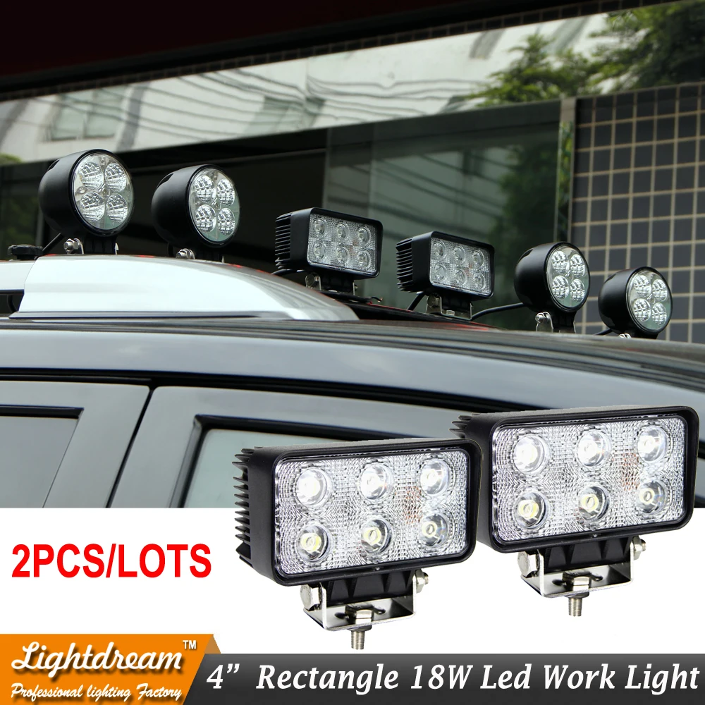 Pair 4 3 INCH 18W LED Work Light 6led For Off road 4WD ATV Car 4x4