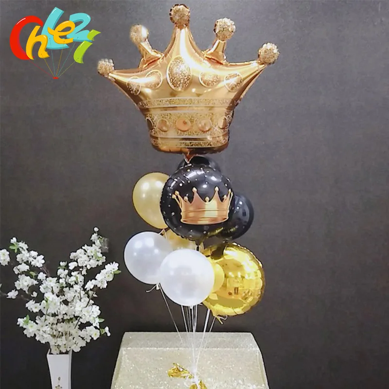 9 шт. золотые шары из фольги с короной 18 дюймов черные золотые круглые шары принцесса детский душ День Рождения украшения реквизит для фотосессии