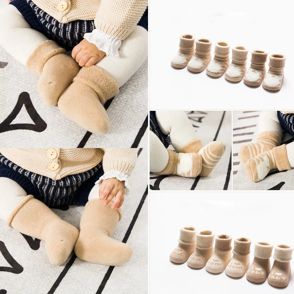 

4 Patterns Newborn Baby Unisex 3 Pairs Cartoon&Striped&Solid&Letter Cotton Socks Infant Toddler Kids Soft Sock 0-3 Years