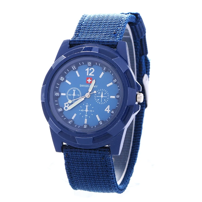 Для Мужчин's Повседневное Спорт Кварцевые часы фирменные швейцарские армейские кварцевые часы Высокое качество нейлоновый ремешок Спортивные военные часы - Цвет: Синий