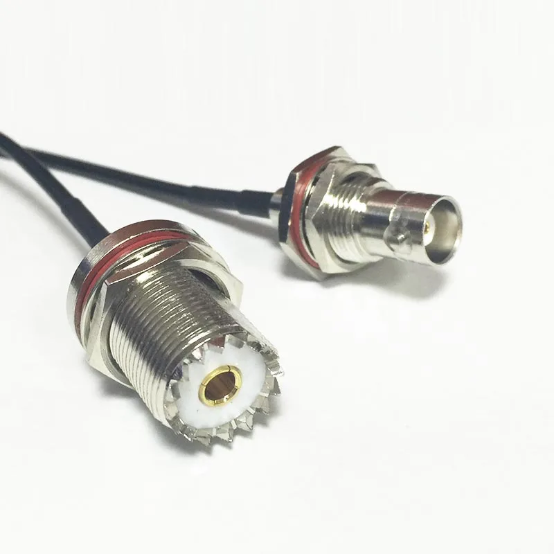 

New UHF  Female SO239 nut Switch BNC  Female bulkhead pigtail cable RG174  Wholesale 20CM 8" Adapter