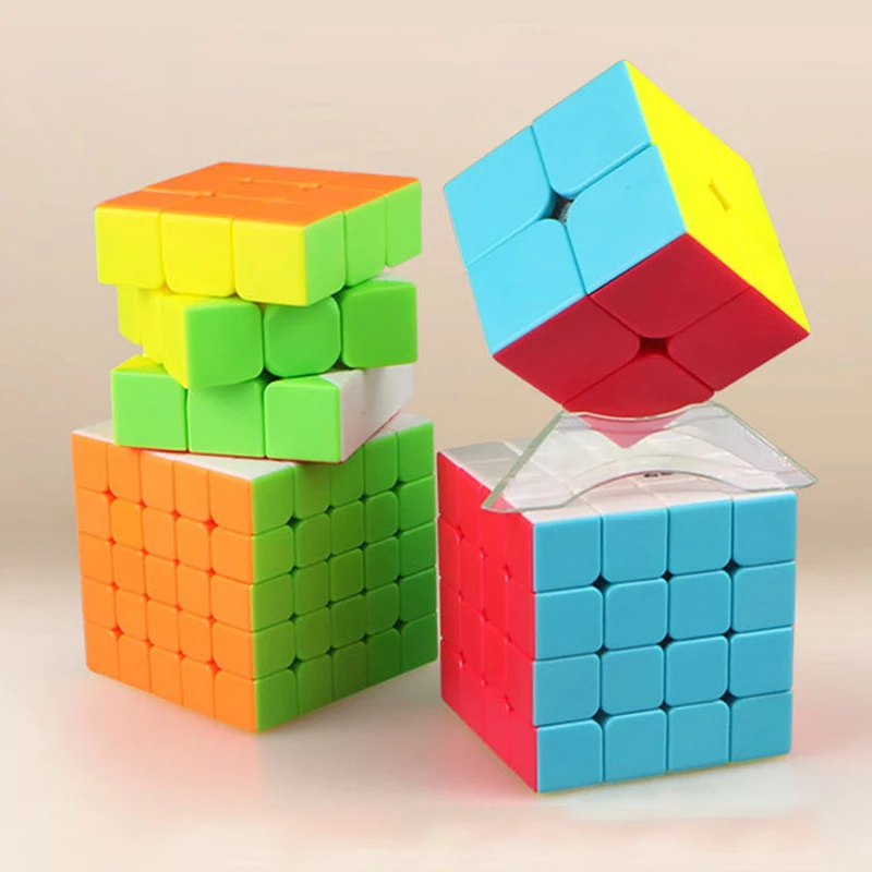 Qiyi Mofangge 4 шт./компл. Magic Cube подарочный набор, 2x2x2, 3x3x3, 4x4x4, 5x5x5 цветной спидкуб Megaminx Профессиональный кубики забавные игрушки для малышей