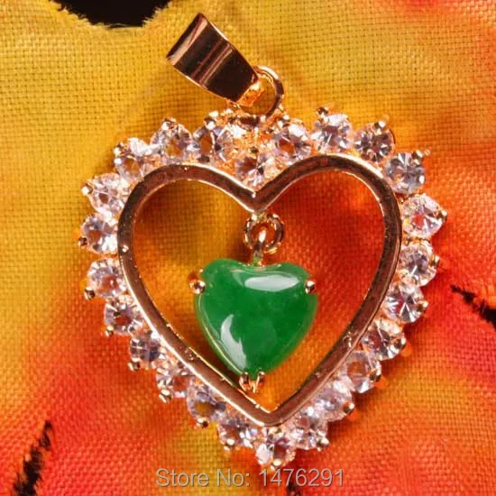 

10X25MM Imperial Green Jades Heart Bead Gem Pendant 1PC
