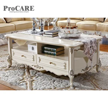 

Luxury antique gold leaf wooden center table coffee table designs - 8009