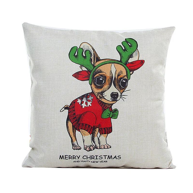 Merry Christmas linen pillow case 45*45cm Christmas Theme Pillowcase Christmas Home Party Decoration