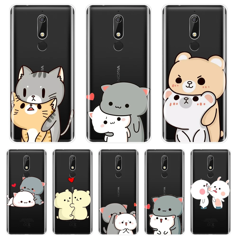 

TPU Back Cover For Nokia 2.1 3.1 5.1 6.1 7.1 Silicone Soft Kawaii Cute Cat Girl Phone Case For Nokia 7.1 6.1 5.1 2.1 Plus Case