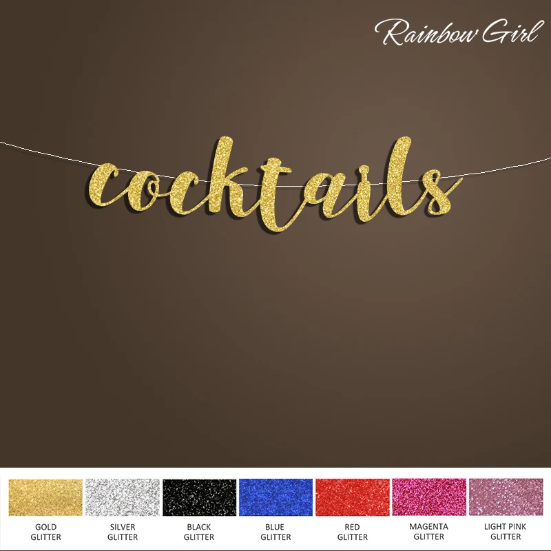

2017 NEW Cocktails Party Banner,Happy Birthday Sign Backdrop Decoration,Bridal Shower/Wedding Party Decorations Supplies