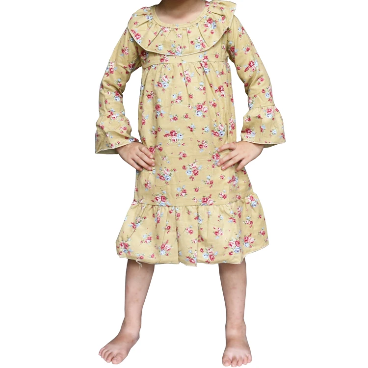 

Wennikids Toddler Girls' Floral Print Long Sleeve Corduroy Ruffle Dress 2T-10T autumn winter baby girls Corduroy Girl Dresses