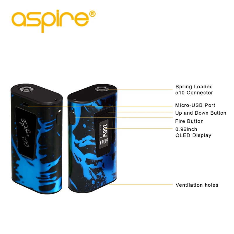 Günstig Elektronische Zigarette Vape Mod Aspire Typhon 100W Box MOD Mit 5000mah Interne Batterie Mod Fit Revvo Tank E zigarette