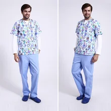 Больница Стоматологическая салон красоты женщина мужчина доктор с коротким рукавом хирургическая форма печать скраб набор, Медсестры Медицинский костюм набор, Z1