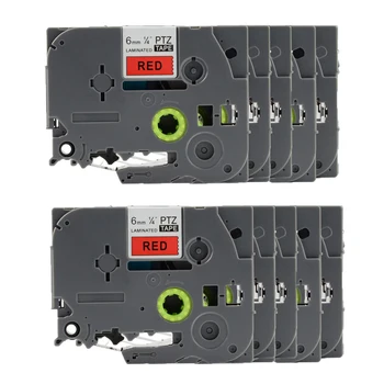 

10PCS PUTY 6mm Black On Red TZe-411 tz411 TZ-411 label tapes compatible for PT200 1000 D210 H110 E110 P-Touch label printers