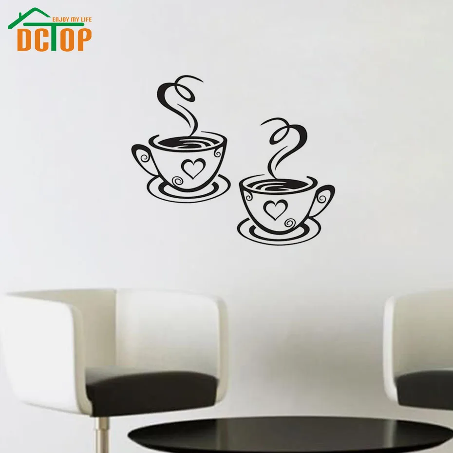 Comprar Doble tazas de café pegatinas de pared para la