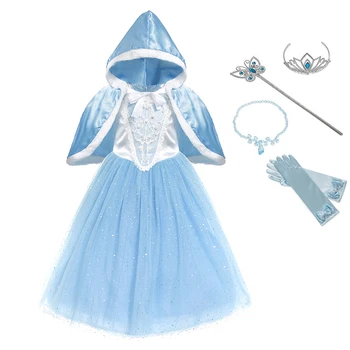 

YOFEEL Cendrillon Dress for Girls Princess Costume Kids Sequined Ball Gown with Cape Child Party Birthday Christmas Costumes