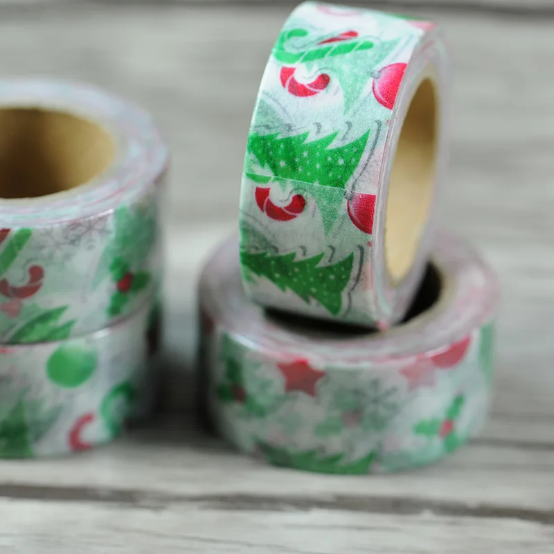Free shipping 20mm*10m christmas washi tape/christmas tree and cruch