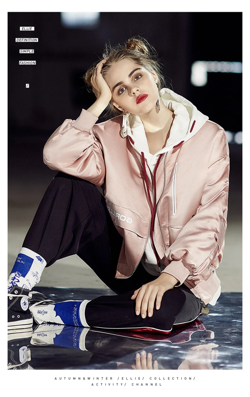 2018 New Pink Women Jackets Baseball Uniform Loose Short Jacket Student Baseball Pilots Outerwear Coat Women Winter Jacket D8A16 (6)