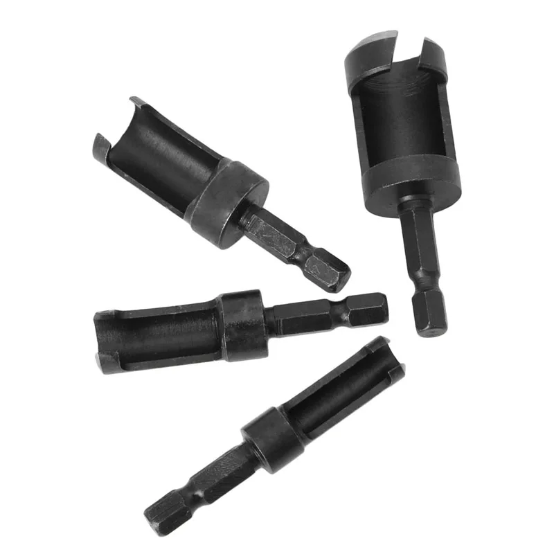 

4Pcs/Set Carbon Steel Wood Plug Cutter Set Cutting Drill Bit Tool Hex Shank 6-16mm