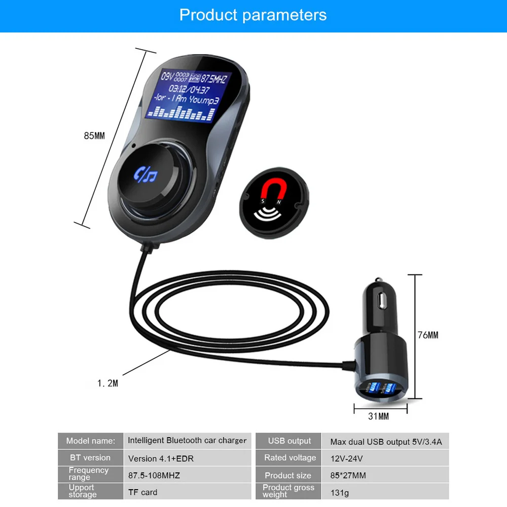 Автомобильный MP3-плеер Bluetooth Комплект двойной USB зарядное устройство Поддержка tf-карты автомобильный передатчик музыкальный проигрыватель fm Hands-free аудио Bluetooth mp3
