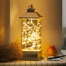 Glass Dome Night Light Bell Jar Display Wooden Base LED Warm White Light Bedside Table Lamp