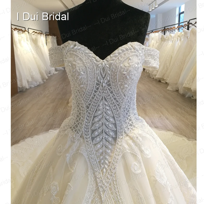 Роскошное Свадебное платье с жемчугом и бисером, бальное платье, дизайн, украшенное кристаллами, жемчугом, бисером, кружевной аппликацией