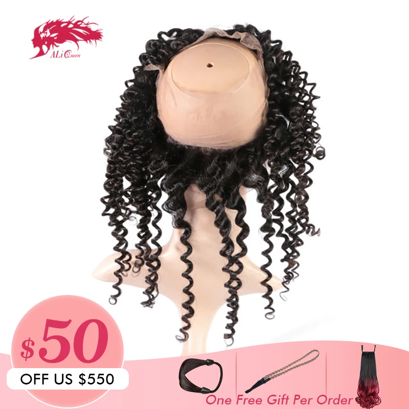 

Ali Queen Hair Brazilian Deep Wave Pre Plucked 360 Lace Frontal Closure With Baby Hair Virgin Hair Free Shipping