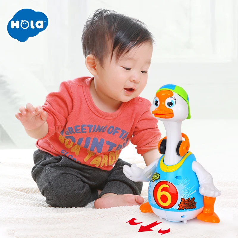 Free Shipping Huile Toys 3 Color 828 Swing Goose electric universal/funny music baby toy