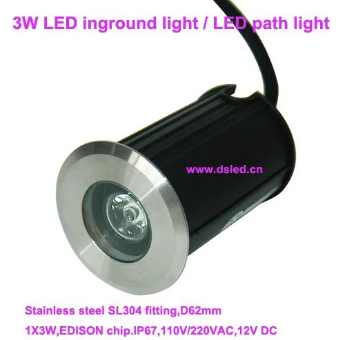 IP68, высокая мощность, из нержавеющей стали, на открытом воздухе 3 W LED-лампа для дорожек, светодиодная лампочка для подножки, DS-11S-24-3W, 1*3 Вт, 12VDC, 110-250VAC