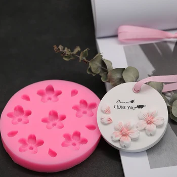 

Mini Sakura Flowers Fondant Cake Silicone Mold Cherry Blossoms DIY Aroma Plaster Gypsum Crafts Mould For Car Decoration