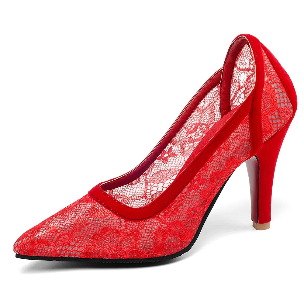 Lasyarrow/Новинка года; сезон весна; женские туфли-лодочки с острым носком; женская обувь; пикантная Свадебная обувь на высоком каблуке; женская обувь размера плюс - Цвет: Красный