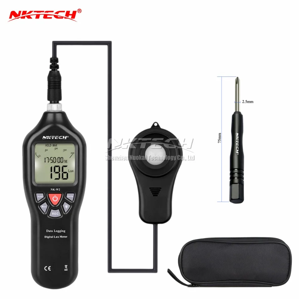 NKTECH NK W2 Auto Digital Luxmeter FC Light USB Data Logger Lux Meter