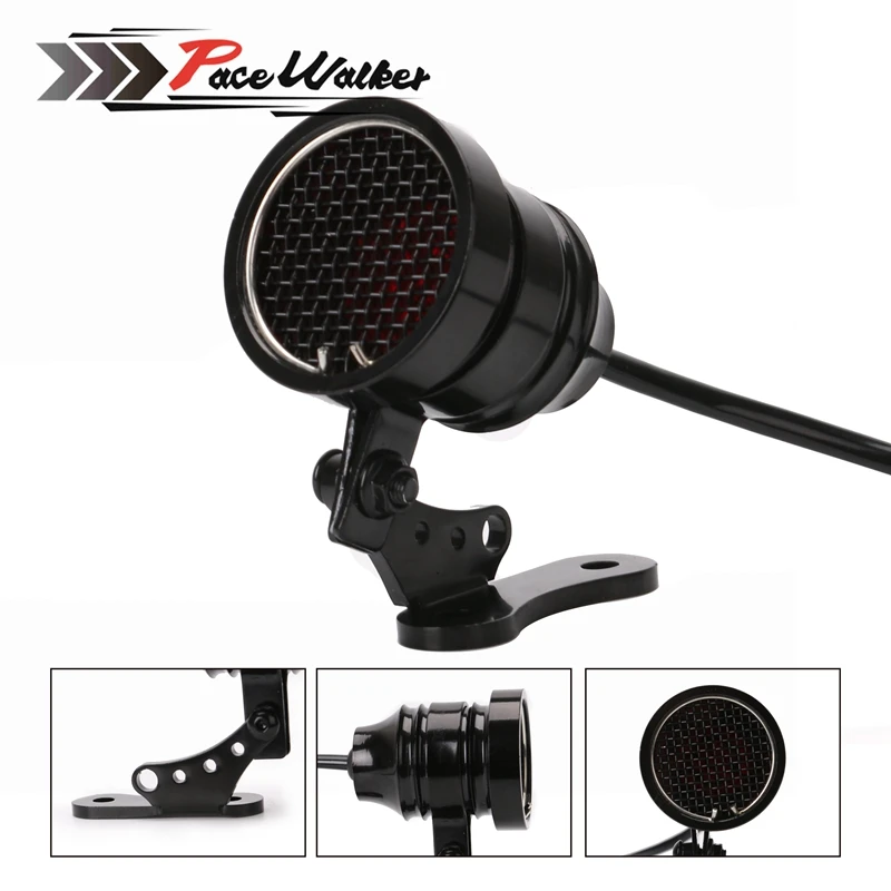 

Free shipping 12V LED Motorcycle Custom Tail Light License Number Plate Light Mesh Grill for Cafe Racer Retro Stop Lamp