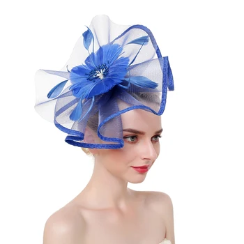 

2019 Top Hat Women Fascinator Hats Church Hats Women Elegant Bridal Feather Tiara Hair Accessories Women Elegant Linen Fedora