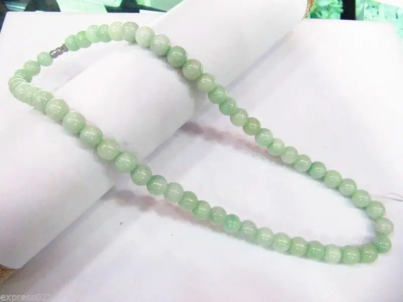 FREE SHIPPING&gt&gt&gt@ new1441 Texture Bliss A Grade 100% Natural Green Jade/Jadeite Smooth Beads Necklace | Украшения и
