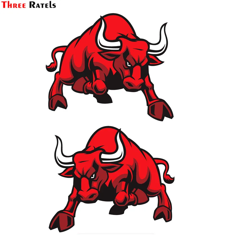 

Three Ratels TZ-175 17.7*15cm 1-3 pieces Angry Spanish Bull Red car sticker car stickers