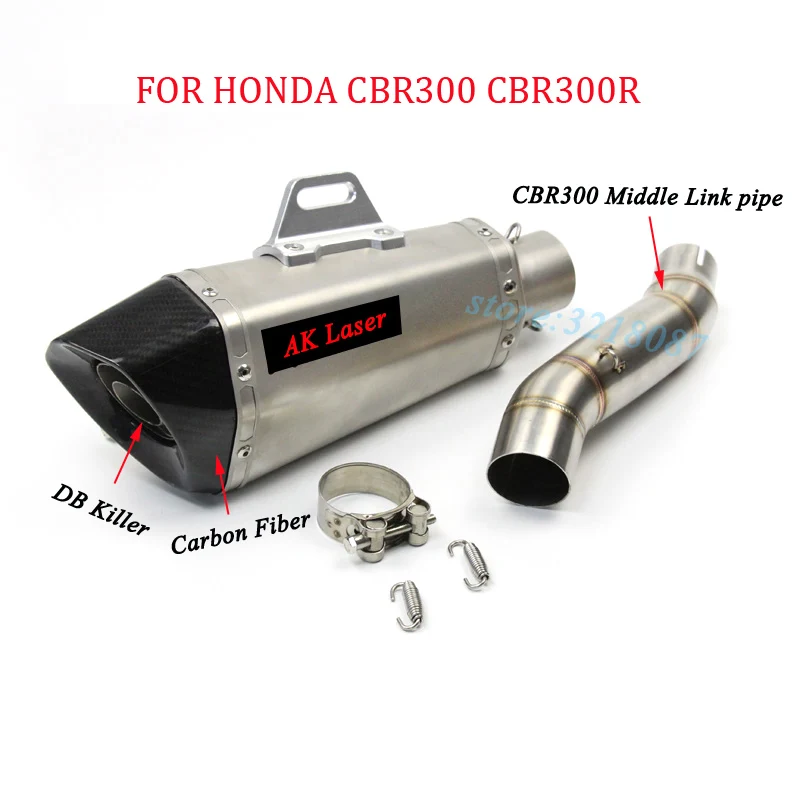 

Slip On For Honda CBR300 Motorcycle Exhaust Escape Modified Moto Muffler Pipes Carbon Fiber Laser Marking Pipe Whole Set CBR300R