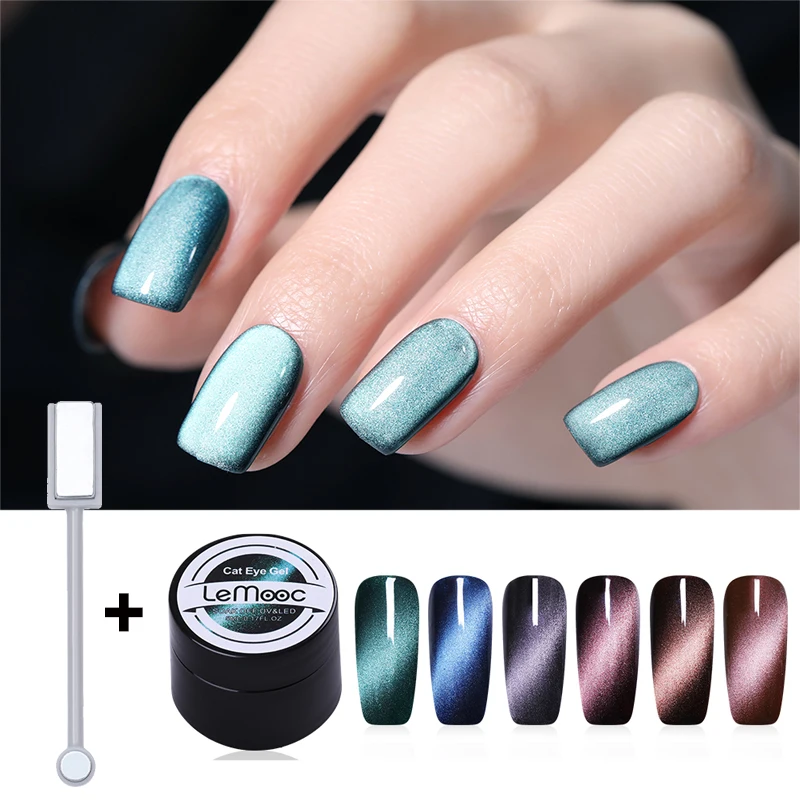 

LEMOOC Magnetic 5D Cat Eye UV Gel Nail Polish Magnet Laser Nail Art Varnish Starry Sky Jade Effect Soak Off UV Gel Nail Art