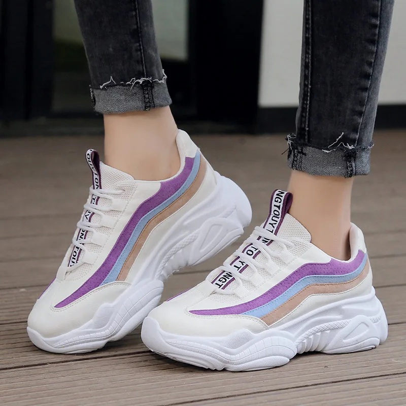 

Weweya Women Running Shoes 2019 Mesh Women Shoes Flats Platform Lace-Up Trend Breathable Women Sneakers Woman zapatos de mujer