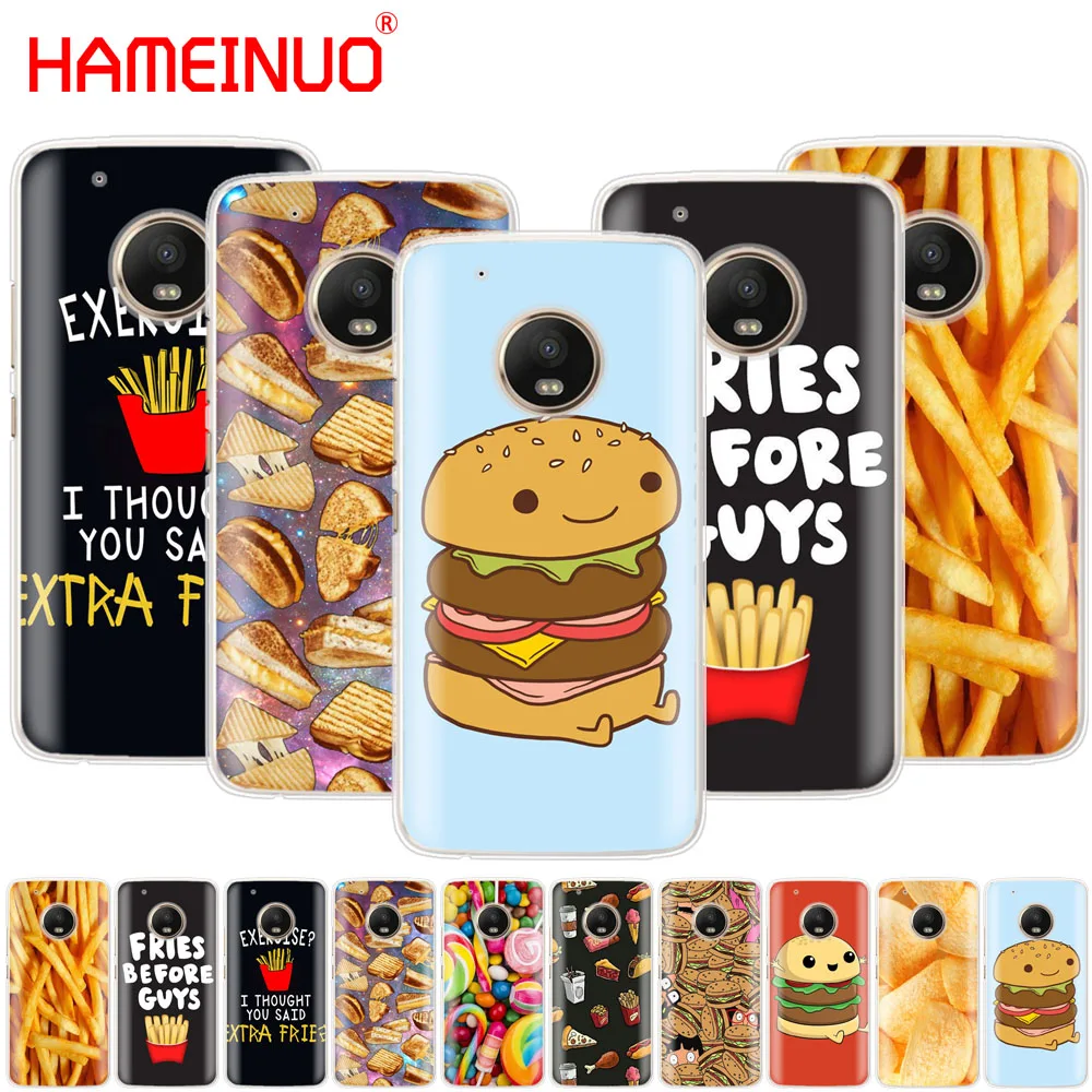

HAMEINUO Cute food fries burger funny case phone cover For Motorola Moto X4 C G6 G5 G5S G4 Z2 Z3 PLAY PLUS