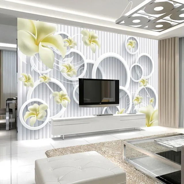 Beberapa Ide Terbaik Untuk Ruang Tamu Minimalis TV setting wall mural paper contracted and contemporary wallpaper frangipani seamless non woven sitting room